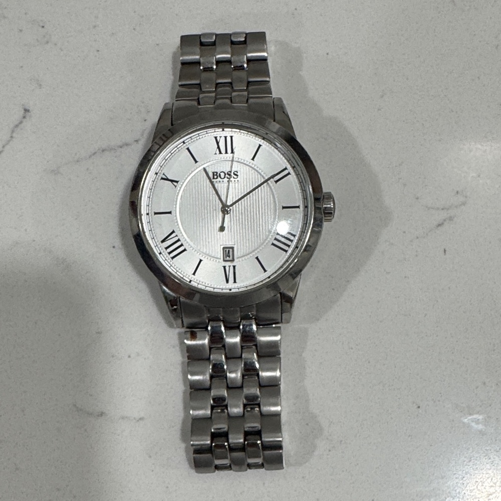 Hugo Boss Stainless Steel Watch With White Dial